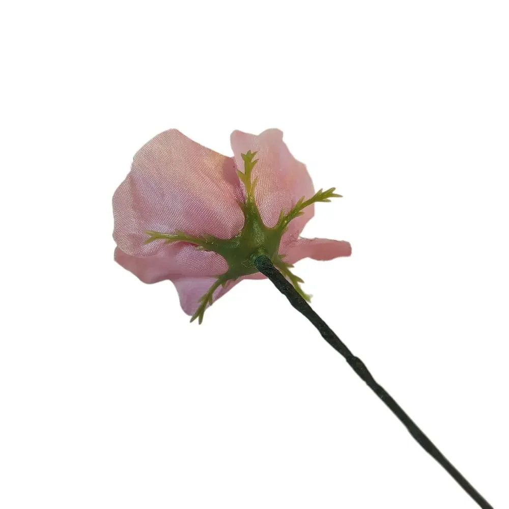 Pink Satin Open Rose Stems Artificial Flowers Wedding Craft 2.5